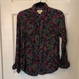 Maeve blouse button down black floral
